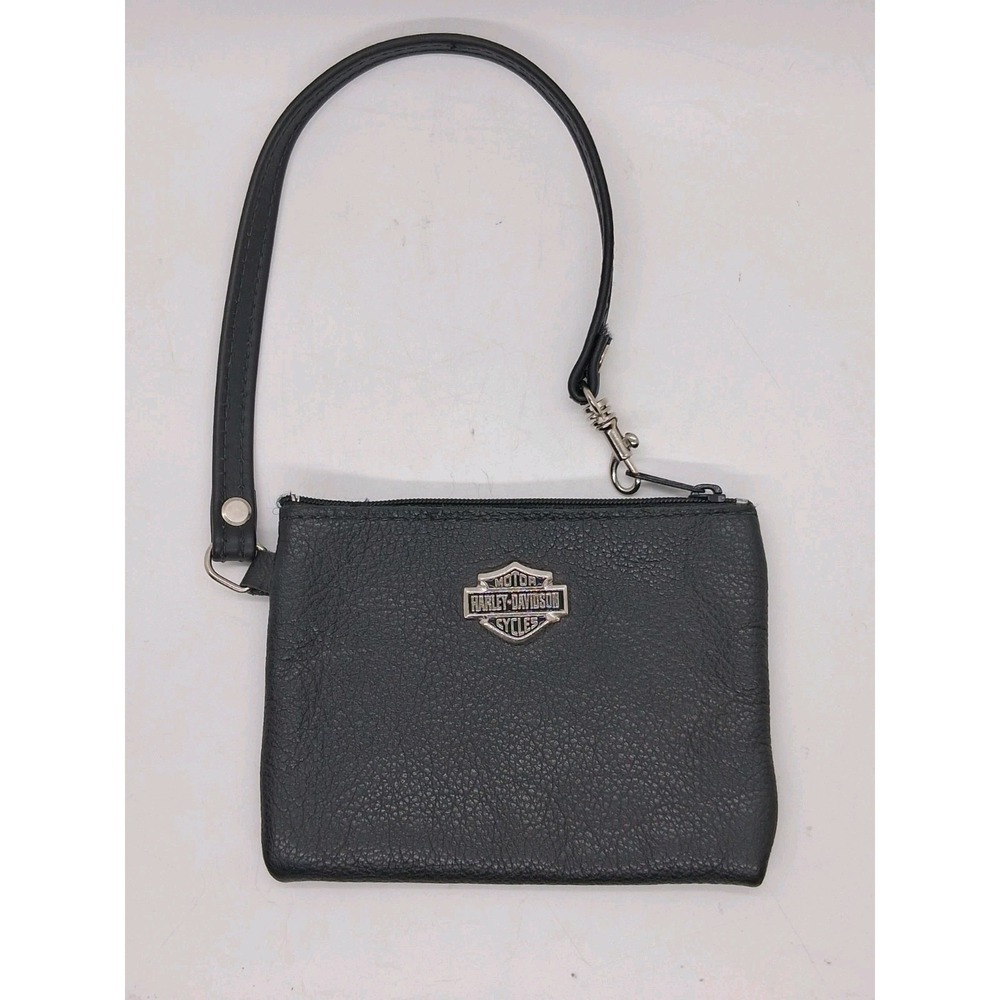 Harley-Davidson Black Wristlet Clutch Coin Purse 5" x 4"